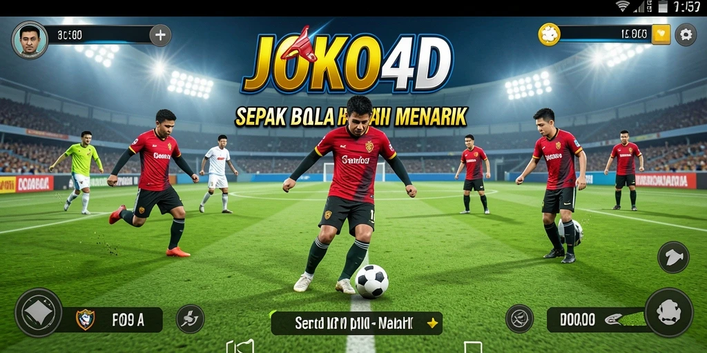 Tampilan gameplay JOKO4D yang menampilkan aksi sepak bola seru.
