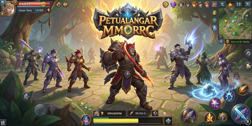 Tangkapan layar gameplay KNO89 yang memperlihatkan aksi petualangan MMORPG.