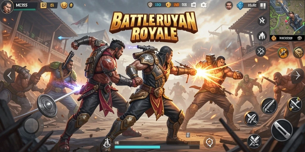 Tampilan gameplay seru dalam pertarungan Battle Royale ME355.