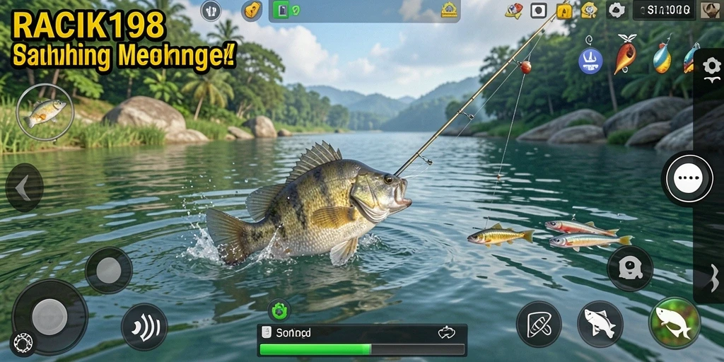 Tampilan gameplay seru saat memancing di RACIK198.