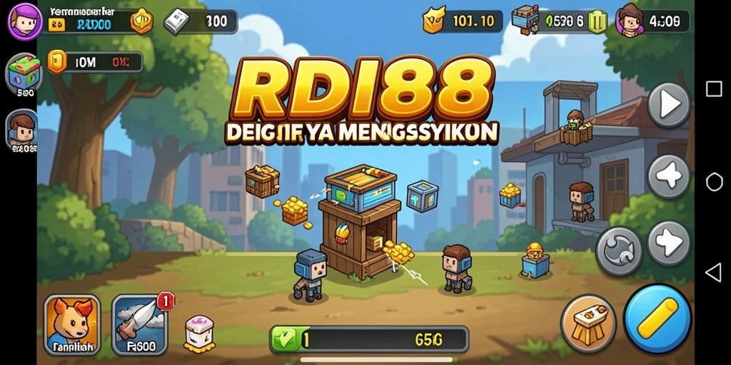 Screenshot gameplay RDI88 yang menunjukkan kemajuan dalam permainan Idle.