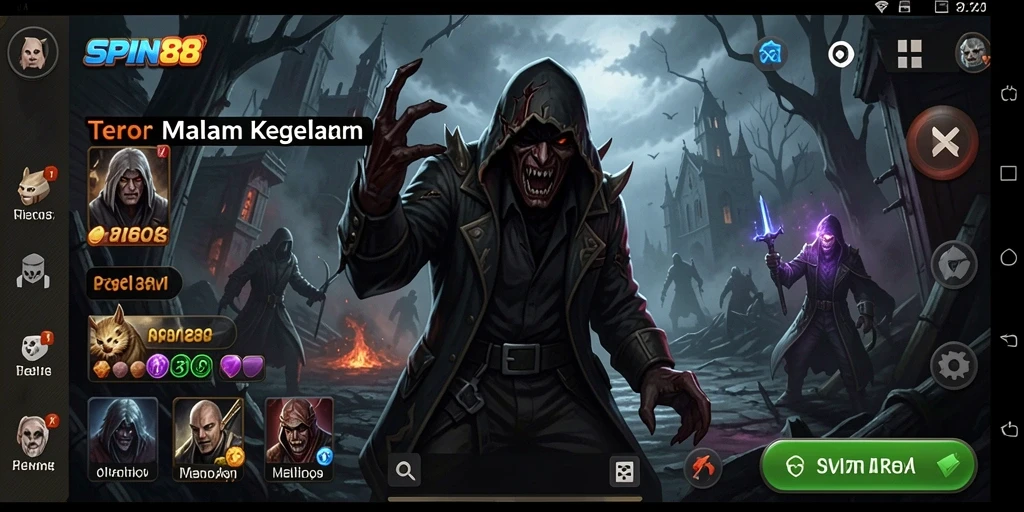 Menampilkan suasana menakutkan dalam gameplay SPIN88.