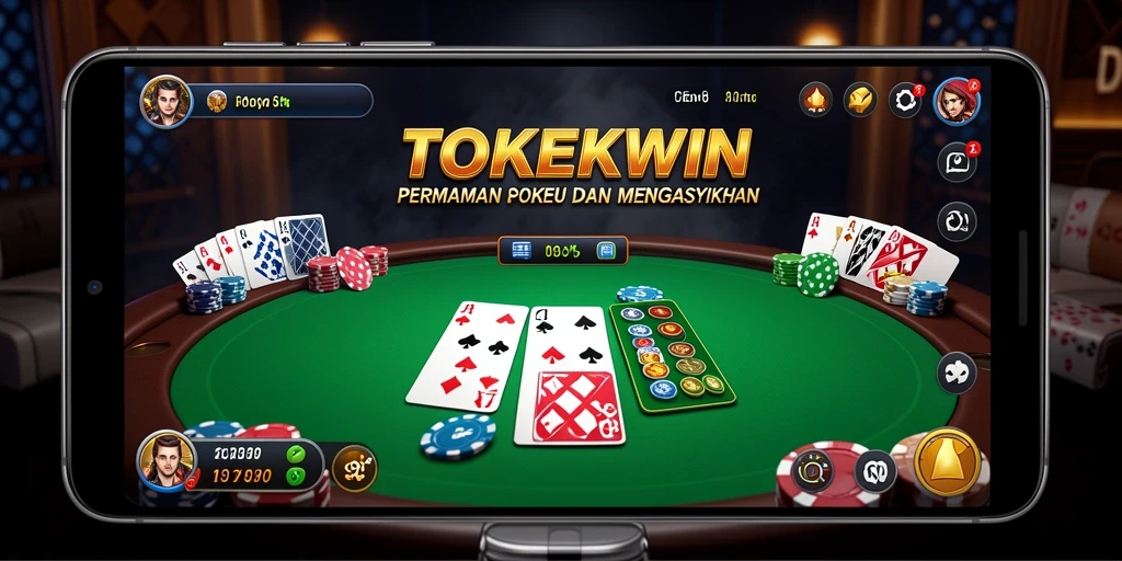 Screenshot gameplay TOKEKWIN menampilkan pemain bersaing di meja poker yang seru.